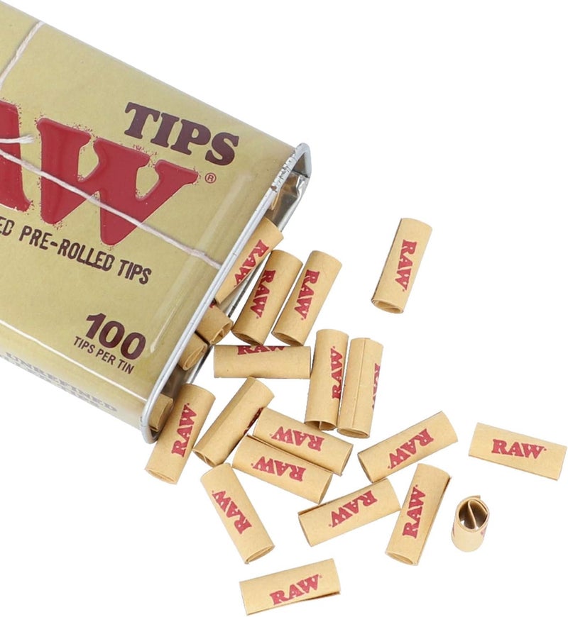 Raw Pre-Rolled Tips with Storage Tin - 200 Tips & Limited Edition Black Matte Keychain - Slow Burning & Convenient for Rolling on The Go - Image 2